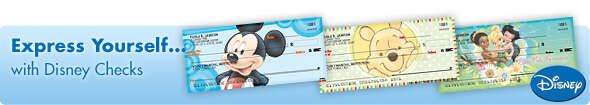 save on checks, covers and labels featuring your favorite Disney characters including Mickey Mouse, Winnie the Pooh, Tinkerbell and more!