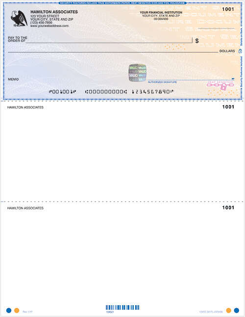 High Security Laser Voucher Check on Top - Blue Safety